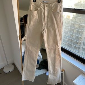 NWOT Zara High Rise Split Hem Straight Leg Jean
